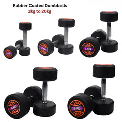 1-20KG Rubber Coated Dumbbells Set | Home Gym Weights