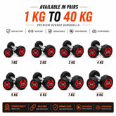 AuraFit rubber coated round dumbbells pair on white background
