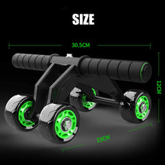 4-Wheel Pro Ab Roller – Ultimate Core Trainer for Men & Women | Enhanced Stability, Six-Pack Abs Exerciser | Includes Knee Mat