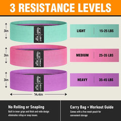 Non-Slip Fabric Resistance Bands for Working Out, Loop Exercise Bands for Booty Leg, Butt, Glute, Stretch Workout Bands for Women & Men, Hip Elastic Bands for Home Gym Fitness, Yoga, Pilates