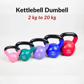 Vinyl Coated Cast Iron Kettlebells 2-20 KG | Home Gym Strength Training Weight Set | Full Body Workout Equipment