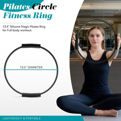 Pilates Circle Fitness Ring with a woman using it in a gym setting