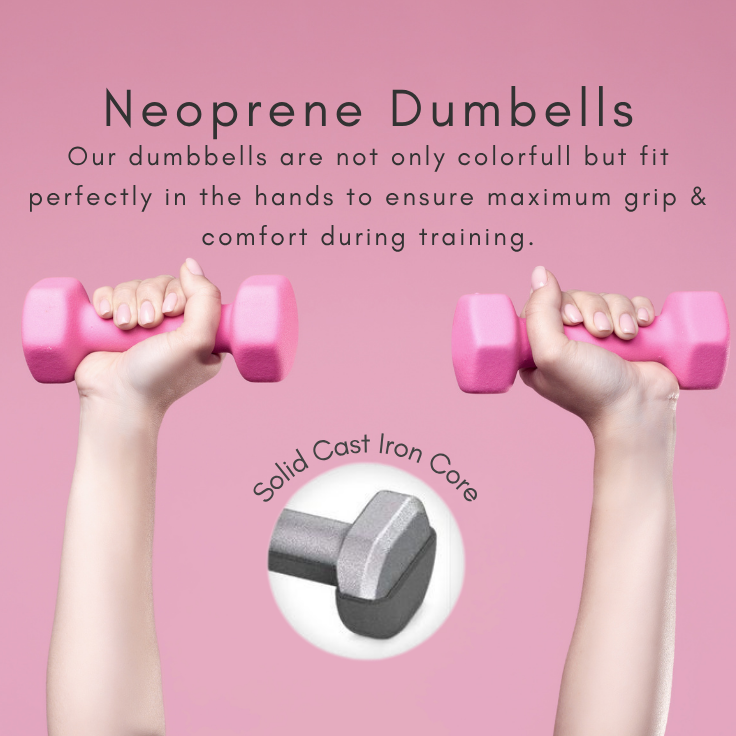 1-5KG Vinyl Coated Dumbbells – Non-Roll Home Fitness Weights for Women
