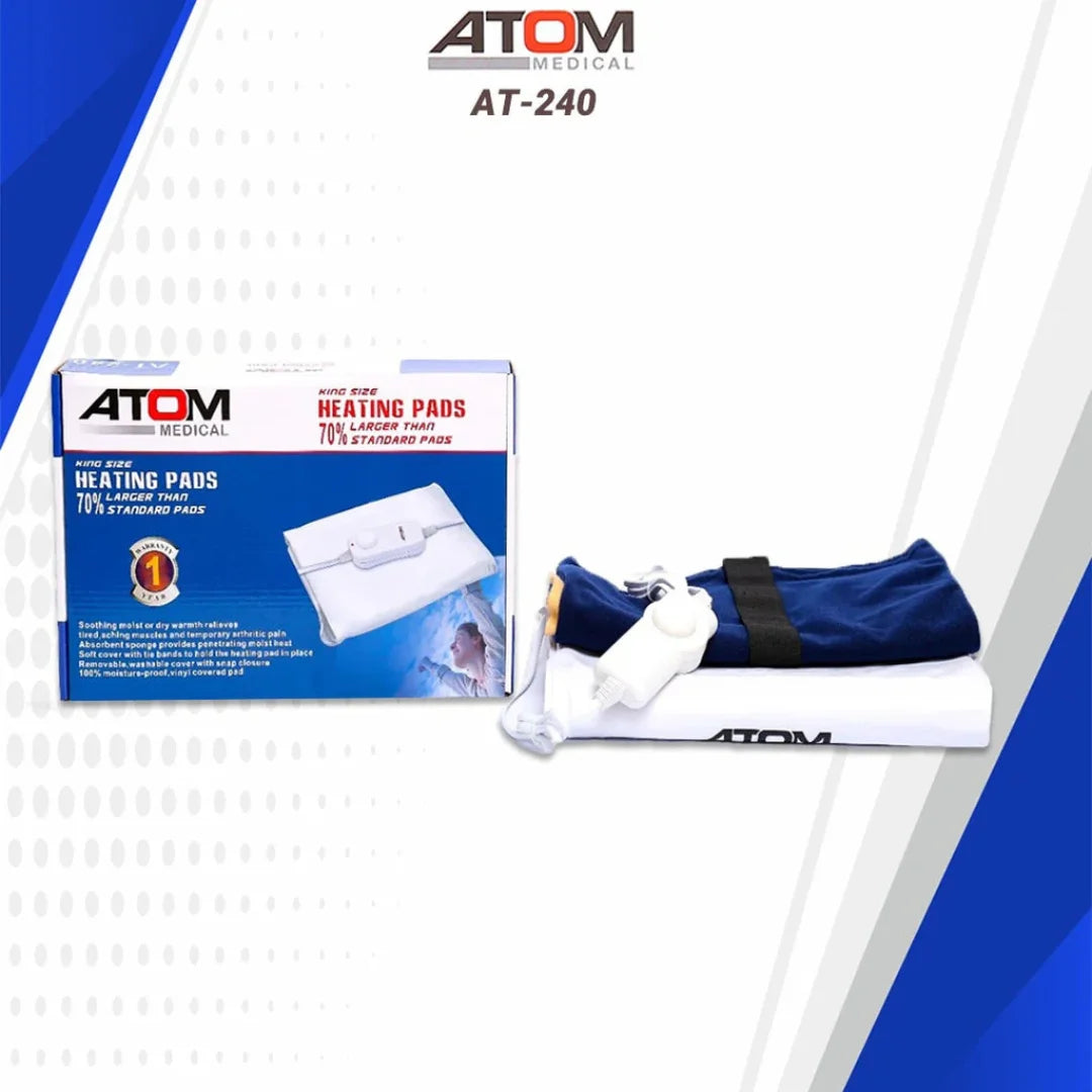 Atom Electric Heating Pad with Fleece Cover | Auto Switch-Off | Machine-Washable | Muscle Warmth & Tension Relief