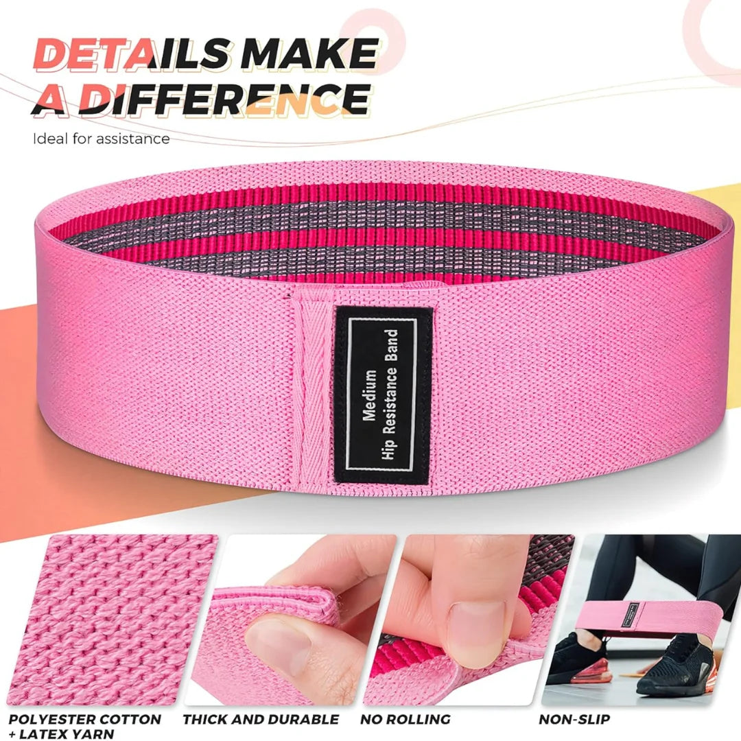Non-Slip Fabric Resistance Bands for Working Out, Loop Exercise Bands for Booty Leg, Butt, Glute, Stretch Workout Bands for Women & Men, Hip Elastic Bands for Home Gym Fitness, Yoga, Pilates