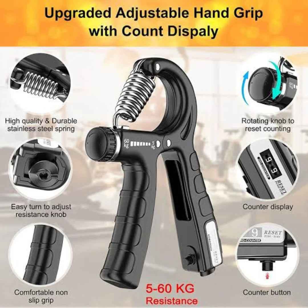 Adjustable Hand Grip Strengthener with Counter – 5-60kg Resistance