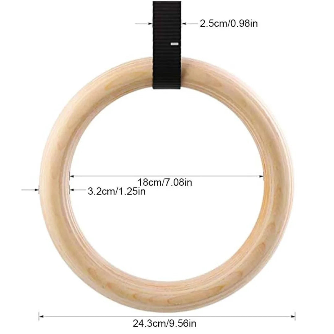Double Circle Wood Gymnastic Rings – Premium Wooden Rings for CrossFit, Calisthenics, and Bodyweight Training