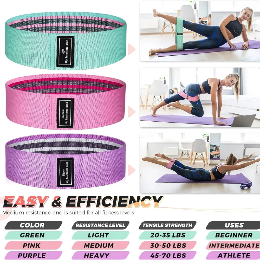 Non-Slip Fabric Resistance Bands for Working Out, Loop Exercise Bands for Booty Leg, Butt, Glute, Stretch Workout Bands for Women & Men, Hip Elastic Bands for Home Gym Fitness, Yoga, Pilates