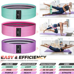 Non-Slip Fabric Resistance Bands for Working Out, Loop Exercise Bands for Booty Leg, Butt, Glute, Stretch Workout Bands for Women & Men, Hip Elastic Bands for Home Gym Fitness, Yoga, Pilates