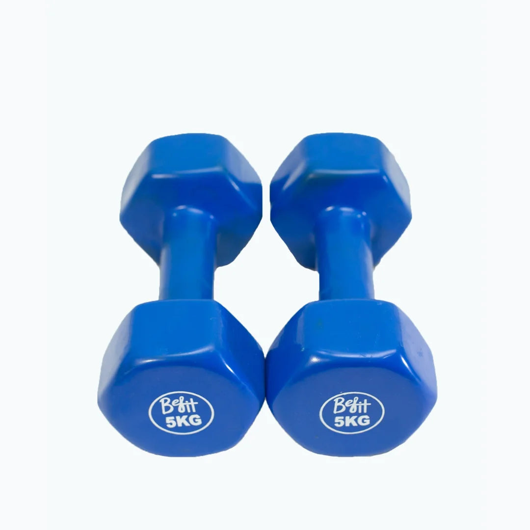 1-5KG Vinyl Coated Dumbbells – Non-Roll Home Fitness Weights for Women