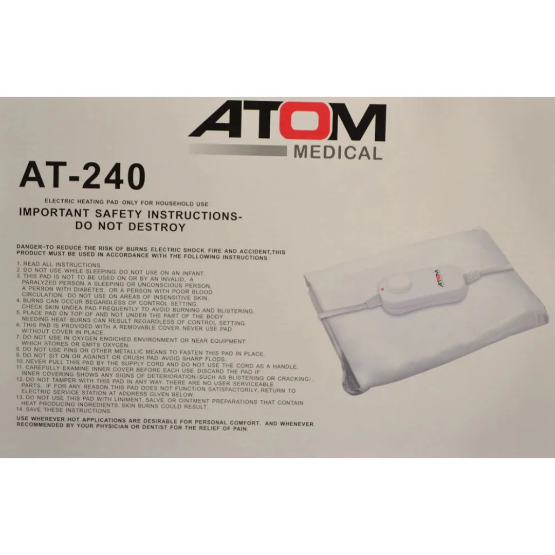 Atom Electric Heating Pad with Fleece Cover | Auto Switch-Off | Machine-Washable | Muscle Warmth & Tension Relief