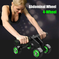 4-Wheel Pro Ab Roller – Ultimate Core Trainer for Men & Women | Enhanced Stability, Six-Pack Abs Exerciser | Includes Knee Mat