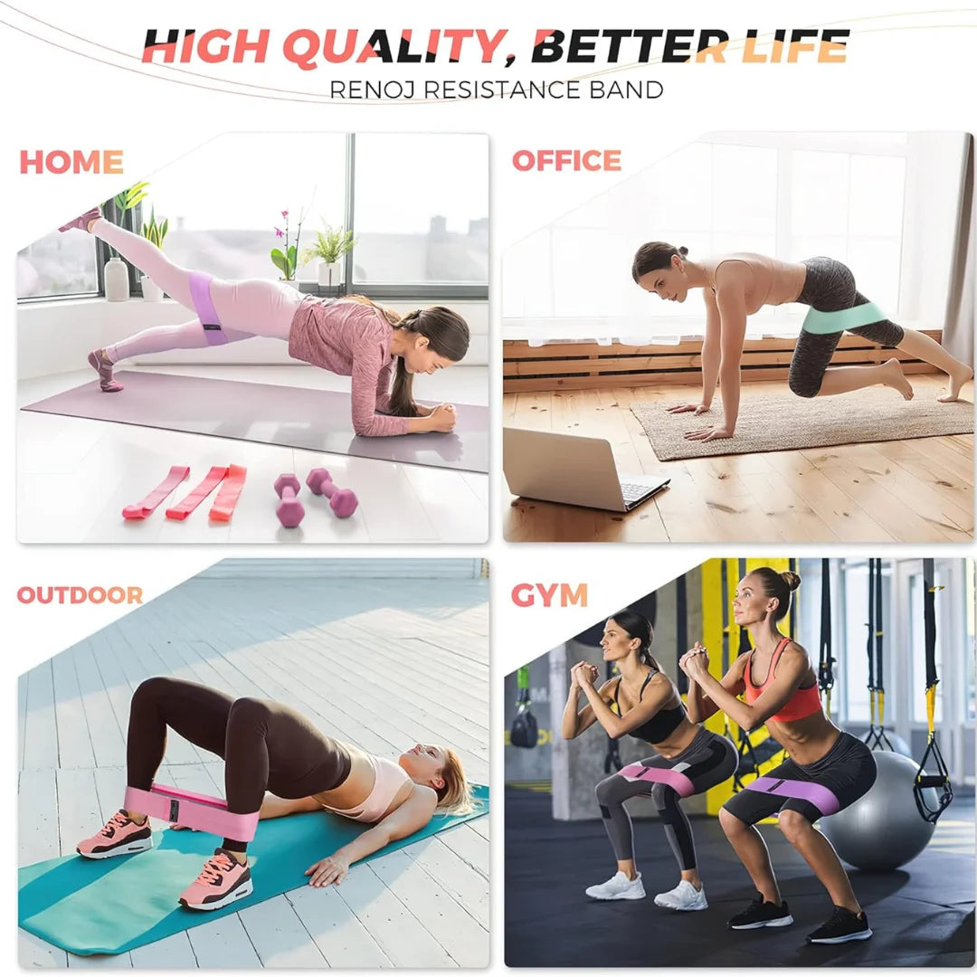 Non-Slip Fabric Resistance Bands for Working Out, Loop Exercise Bands for Booty Leg, Butt, Glute, Stretch Workout Bands for Women & Men, Hip Elastic Bands for Home Gym Fitness, Yoga, Pilates