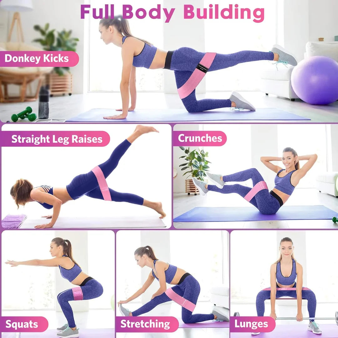 Non-Slip Fabric Resistance Bands for Working Out, Loop Exercise Bands for Booty Leg, Butt, Glute, Stretch Workout Bands for Women & Men, Hip Elastic Bands for Home Gym Fitness, Yoga, Pilates