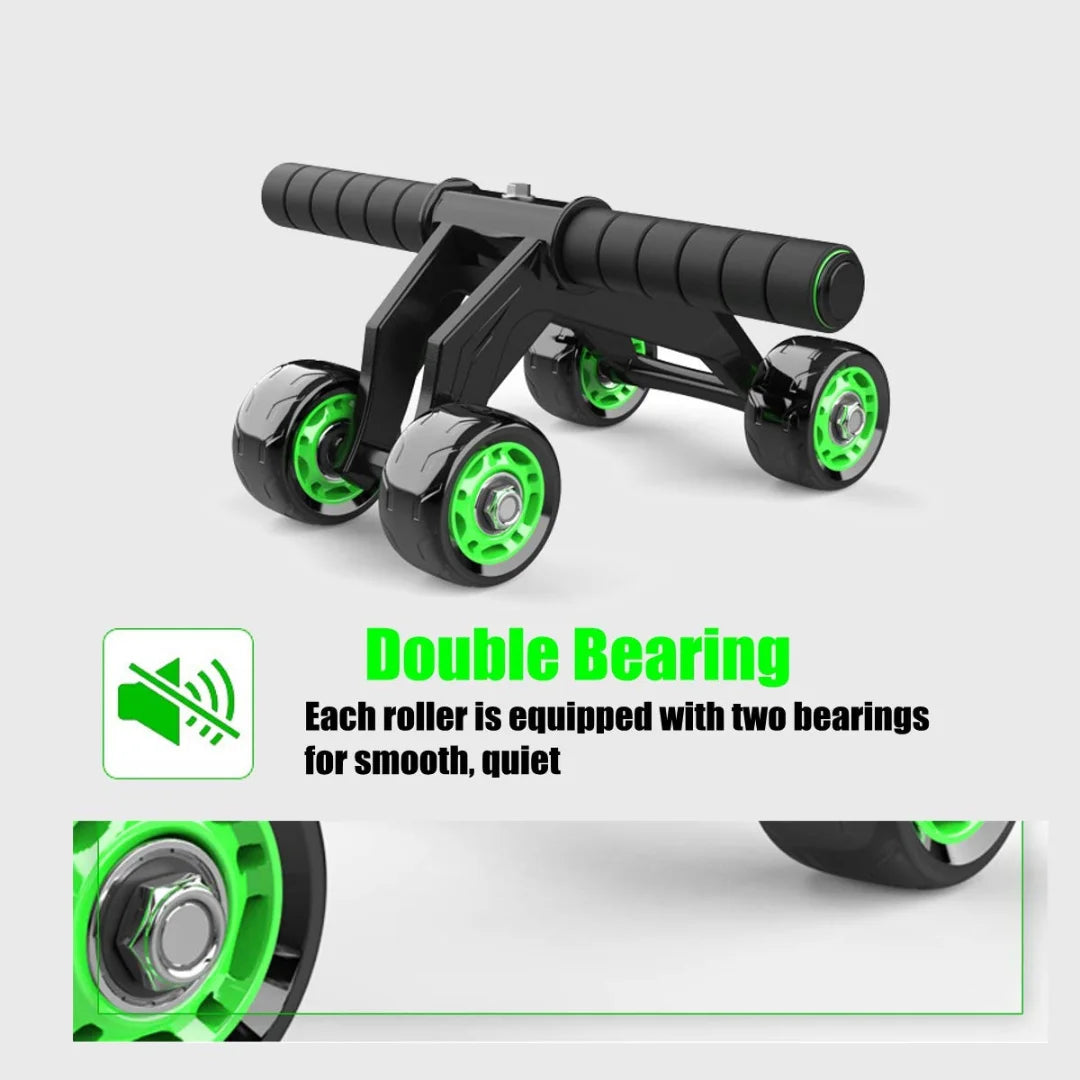 4-Wheel Pro Ab Roller – Ultimate Core Trainer for Men & Women | Enhanced Stability, Six-Pack Abs Exerciser | Includes Knee Mat