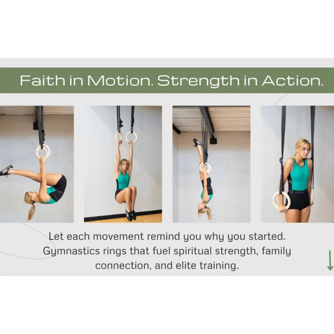 Double Circle Wood Gymnastic Rings – Premium Wooden Rings for CrossFit, Calisthenics, and Bodyweight Training