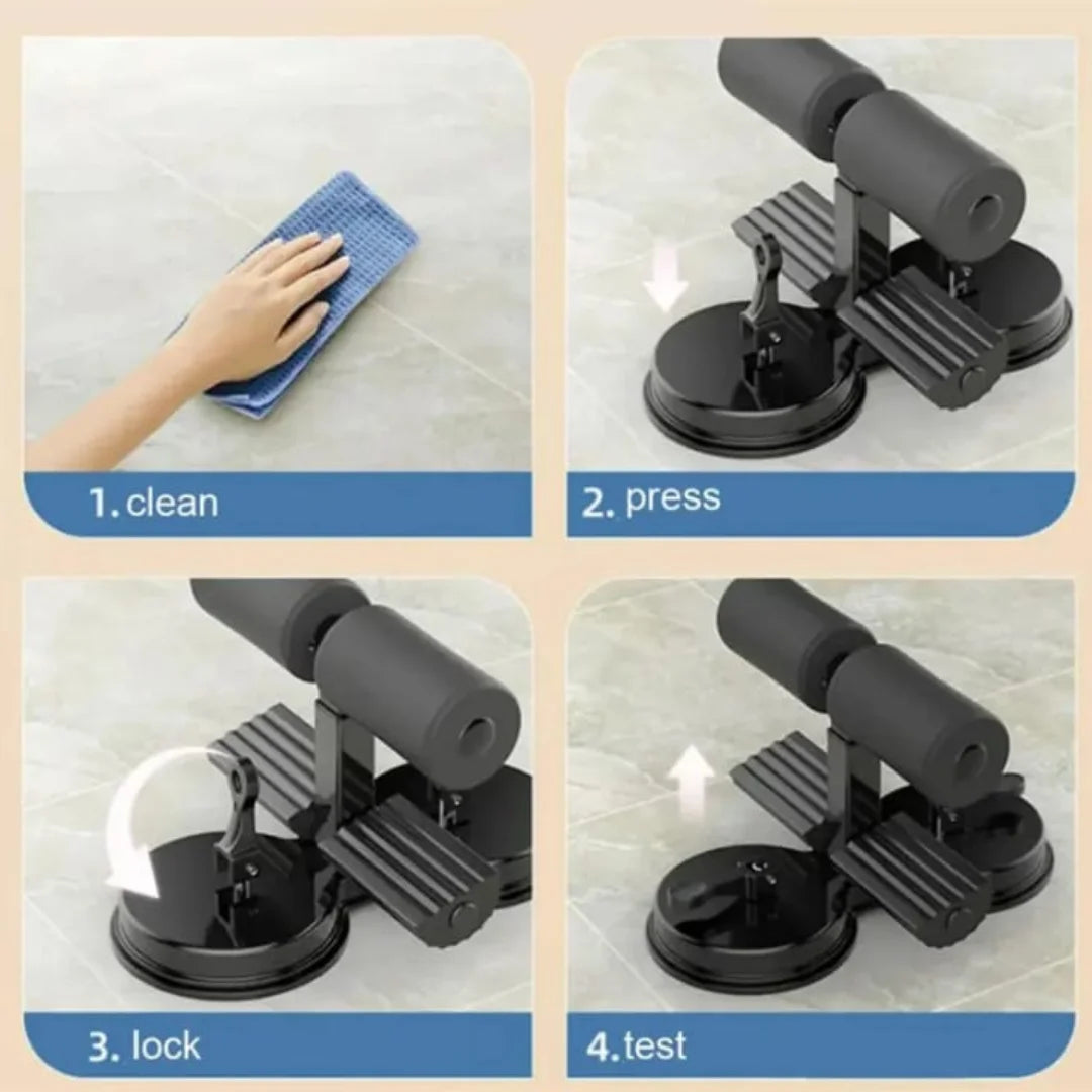 Sit Up Holder for Home Workouts – Adjustable Abs Exercise Equipment with Suction Cup Foot Holder