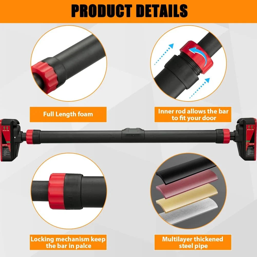 Pull Up Bar for Doorway, Strength Training Pull-up Bars, Chin Up Bar, No Screws, With Level Meter and Adjustable Width for Home Gym Upper Body Workout, No Installation Required, Max Load 200kg
