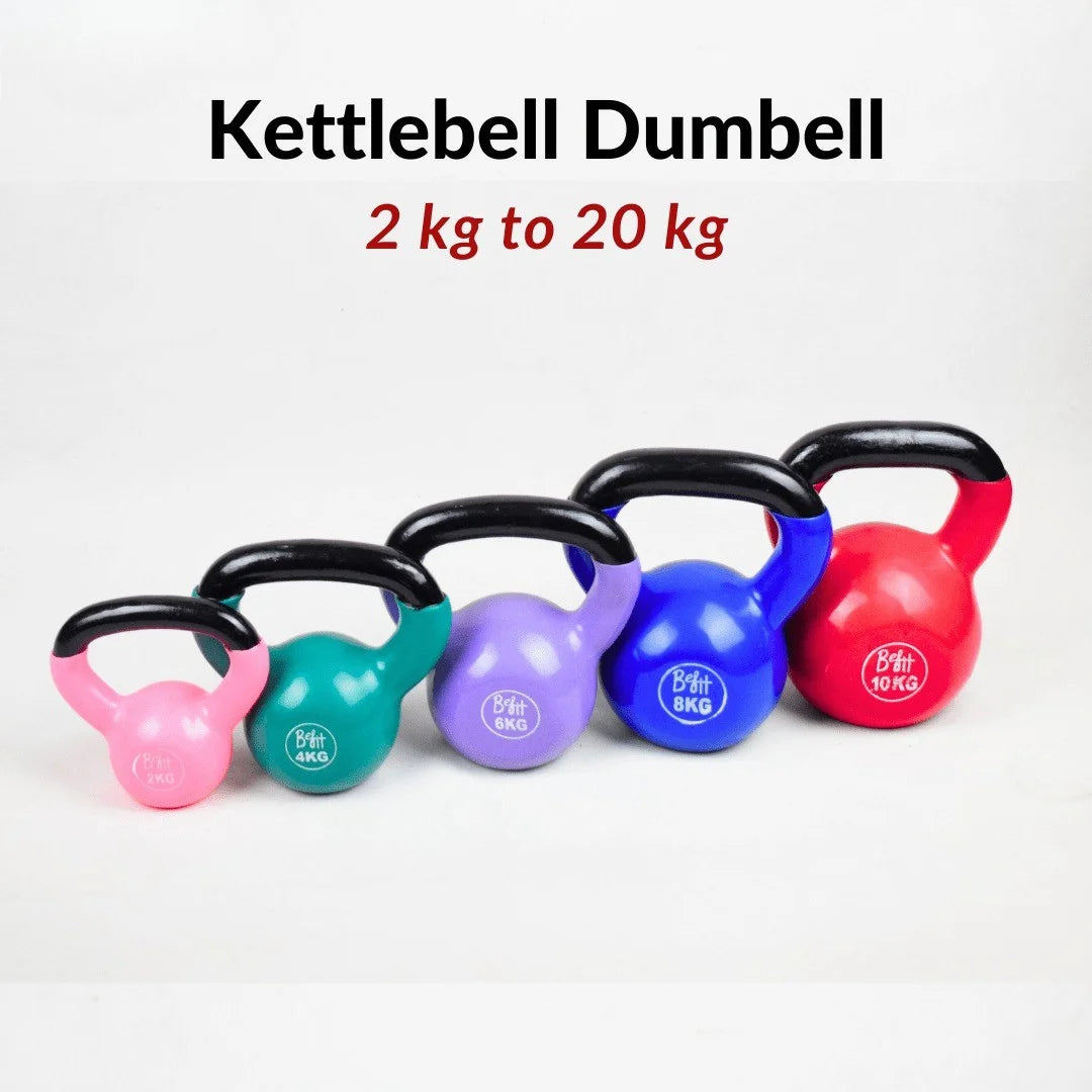 Vinyl Coated Cast Iron Kettlebells 2-20 KG | Home Gym Strength Training Weight Set | Full Body Workout Equipment