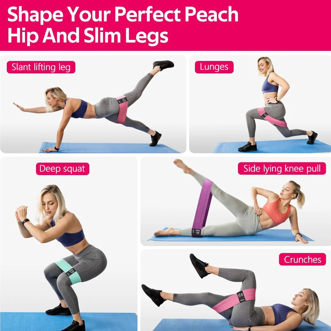Non-Slip Fabric Resistance Bands for Working Out, Loop Exercise Bands for Booty Leg, Butt, Glute, Stretch Workout Bands for Women & Men, Hip Elastic Bands for Home Gym Fitness, Yoga, Pilates