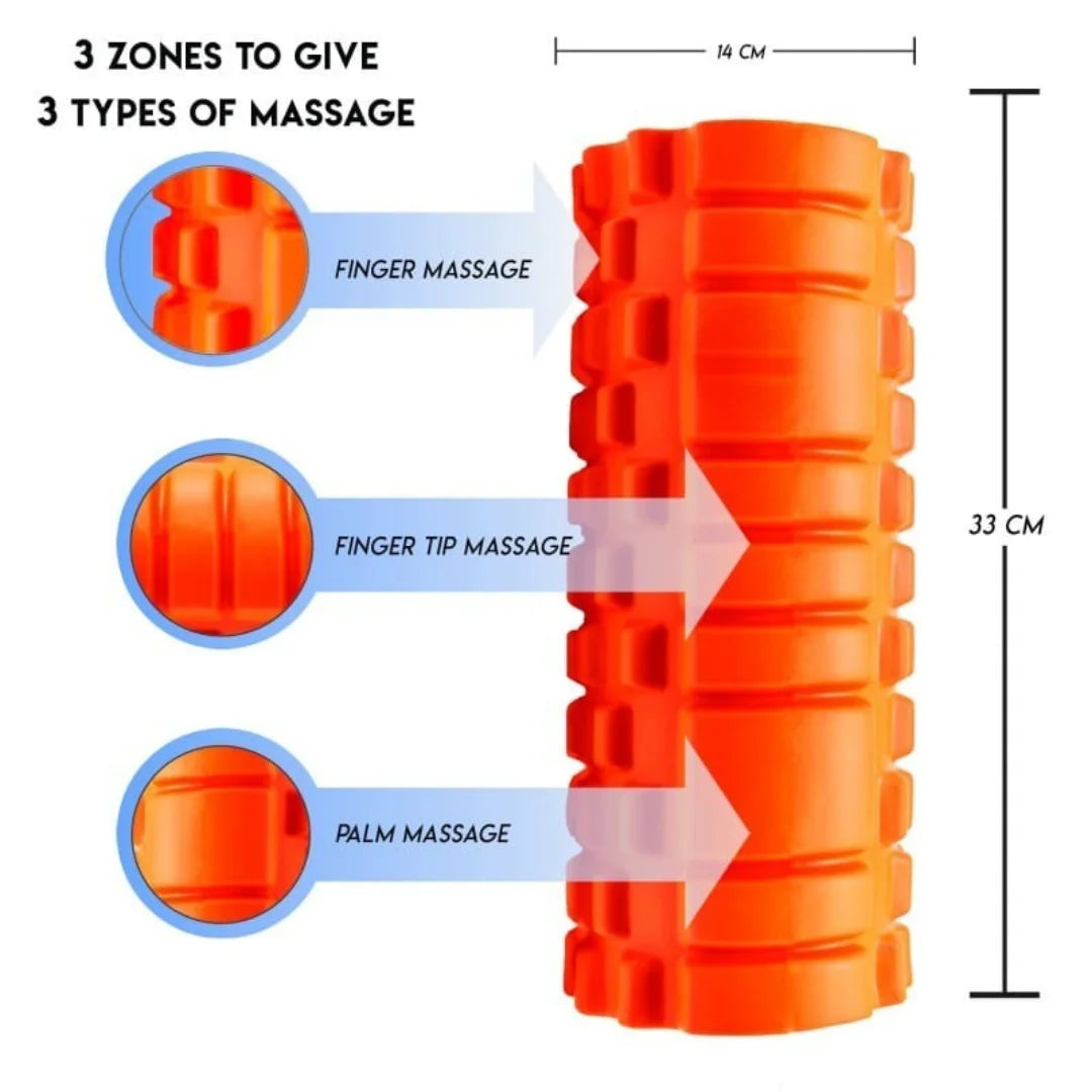 Professional Yoga Foam Roller 13"/18" - Triple Grid Massage Tool for Athletes & Fitness Recovery