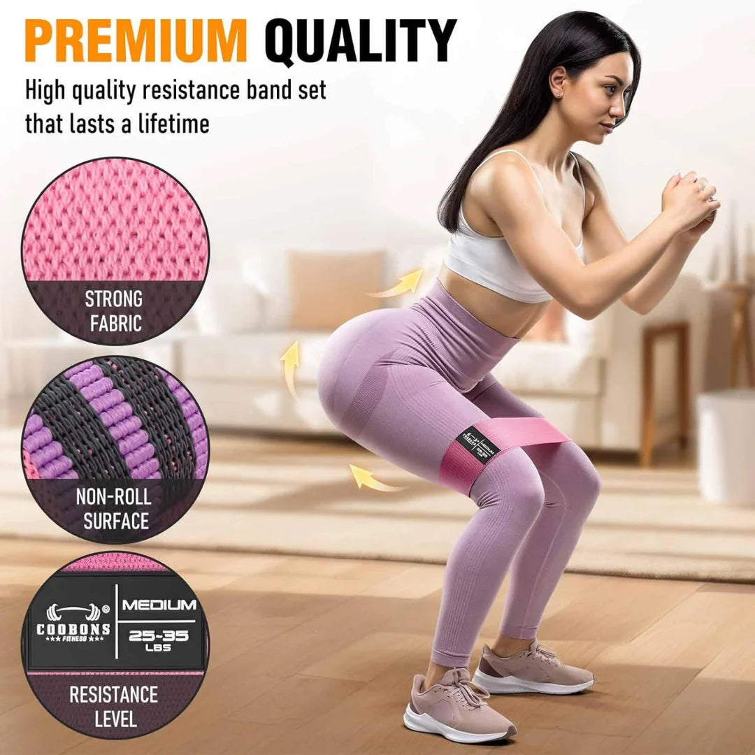 Non-Slip Fabric Resistance Bands for Working Out, Loop Exercise Bands for Booty Leg, Butt, Glute, Stretch Workout Bands for Women & Men, Hip Elastic Bands for Home Gym Fitness, Yoga, Pilates