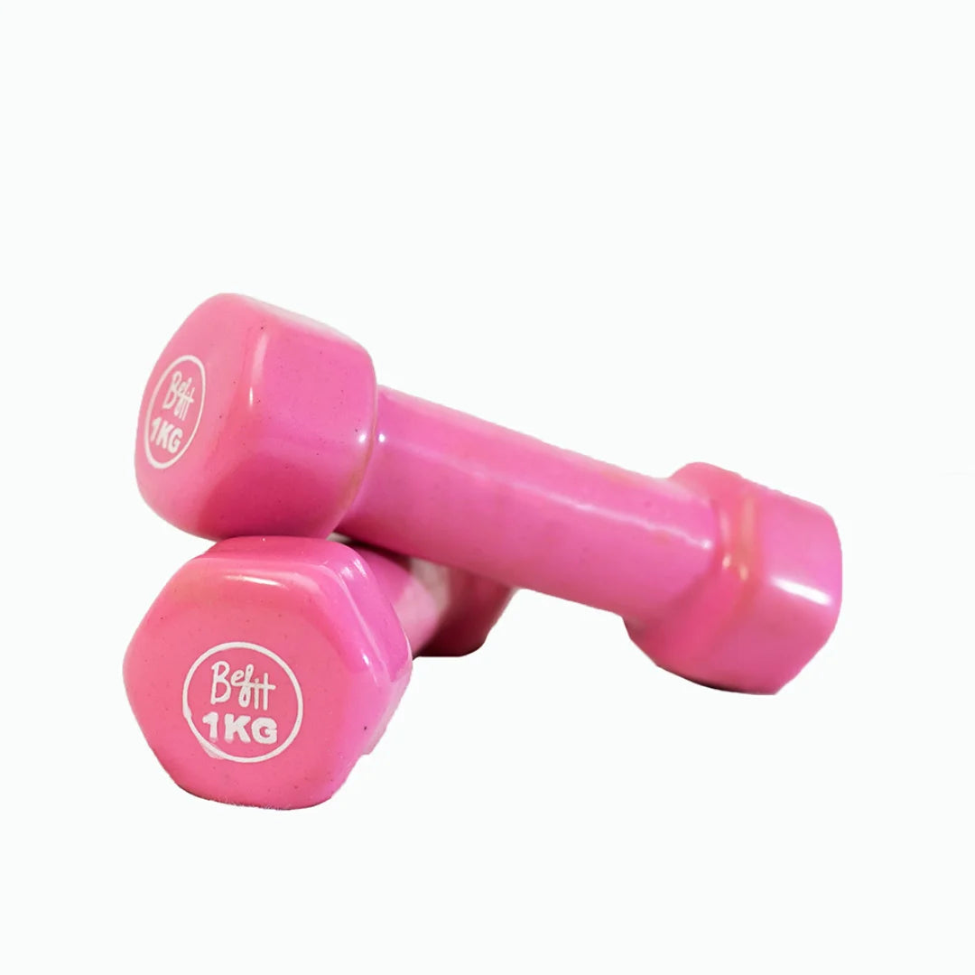 1-5KG Vinyl Coated Dumbbells – Non-Roll Home Fitness Weights for Women