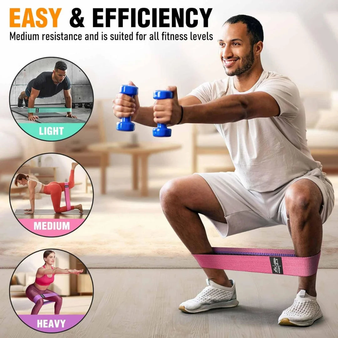 Non-Slip Fabric Resistance Bands for Working Out, Loop Exercise Bands for Booty Leg, Butt, Glute, Stretch Workout Bands for Women & Men, Hip Elastic Bands for Home Gym Fitness, Yoga, Pilates