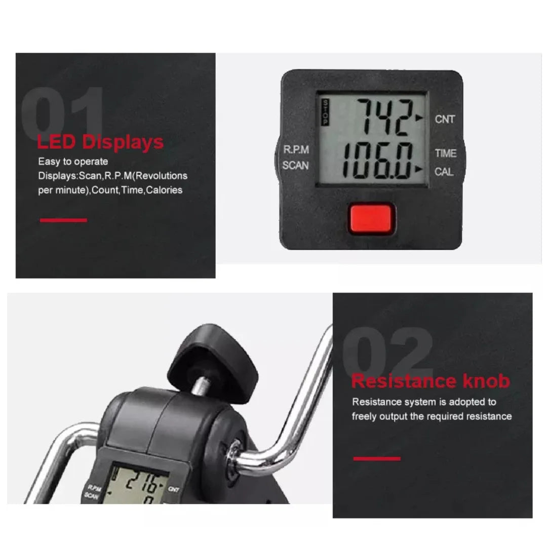 Mini exercise bike with LED display, resistance knob, gym equipment by Aura Fit Pakistan
