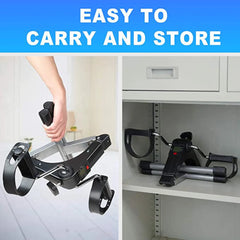 Compact Aura Fit mini exercise bike with digital display, easy to carry and store, fitness gear.