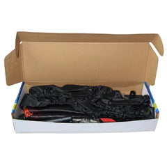Heavy-duty fitness rebounder folded in half for compact under-bed storage.