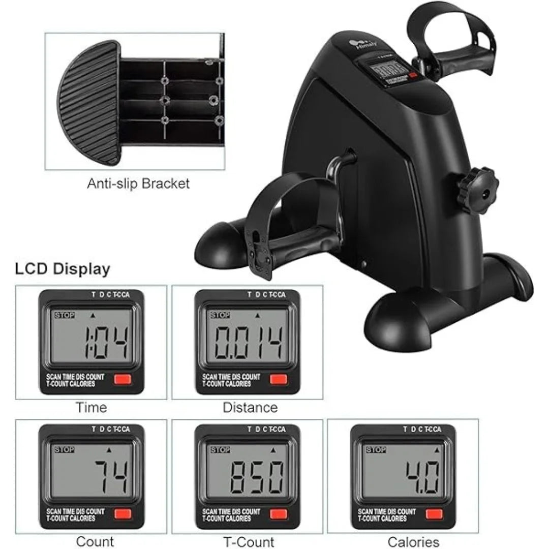 Aura Fit black mini exercise bike with LCD display and anti-slip bracket, perfect for home workouts in Pakistan