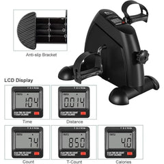 Aura Fit black mini exercise bike with LCD display and anti-slip bracket, perfect for home workouts in Pakistan