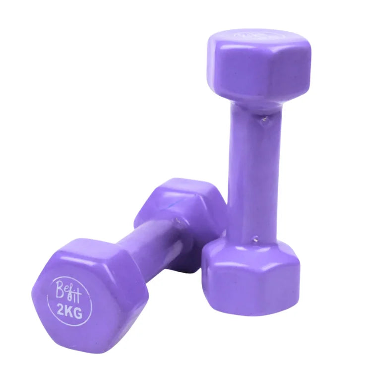 1-5KG Vinyl Coated Dumbbells – Non-Roll Home Fitness Weights for Women
